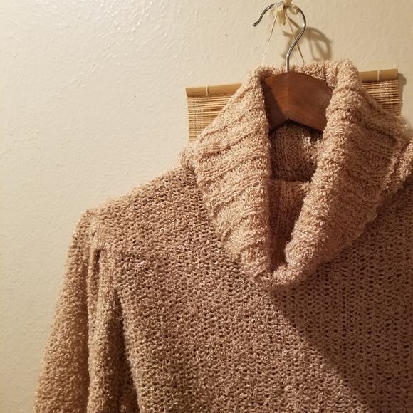 Vintage Tan / Peach Boucle Cowl Neck Sweater - Picture 2 of 5